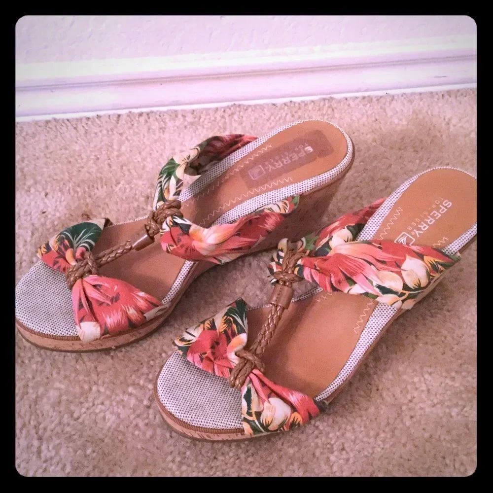 Sperry Top-Sider Cork Wedge Heel Tropical Paradise